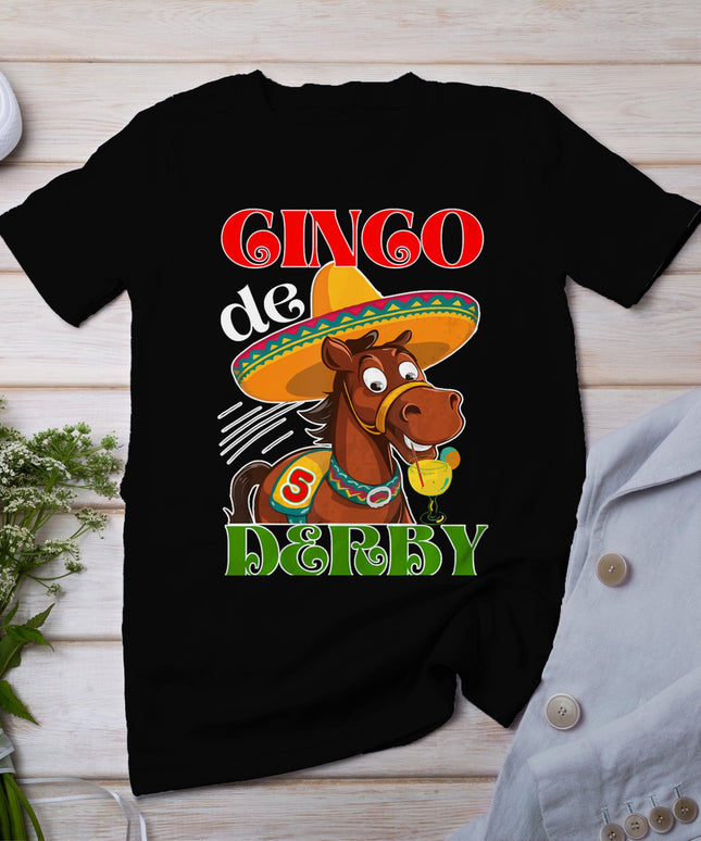 Cinco De Derby Shirt Derby Party Funny Horse Racing Sombrero T-Shirt