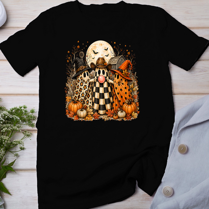 Halloween Ghost Popping Bubble Leopard Plaid Fall Pumpkin T-Shirt