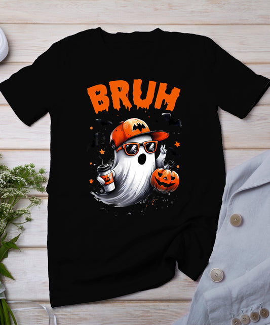 Bruh Ghost Halloween Cute Ghost Trick Or Treat Candy Kids T-Shirt