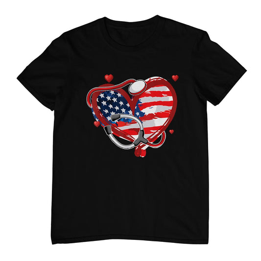 All American Nurse 4th Of July Patriotic Usa Flag Nursing T-Shirt