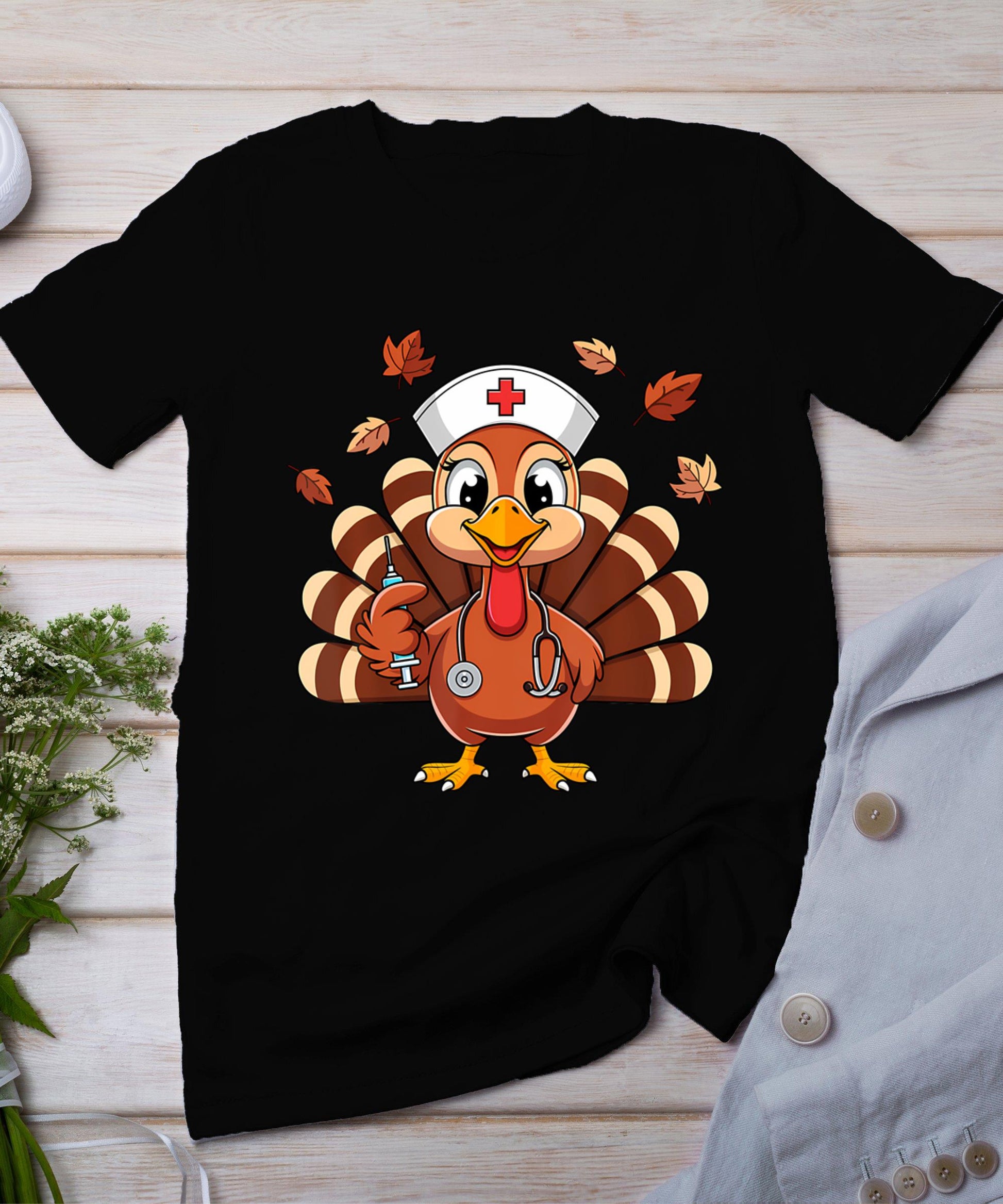 Thanksgiving Nurse Turkey Rn Icu Er Nicu Nurse Crew Women T-Shirt