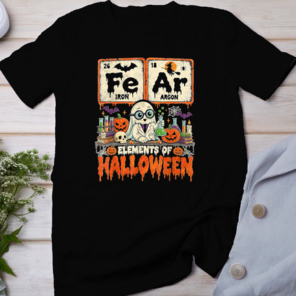 Elements of Halloween Fear Periodically Ghost Chemistry Pun T-Shirt