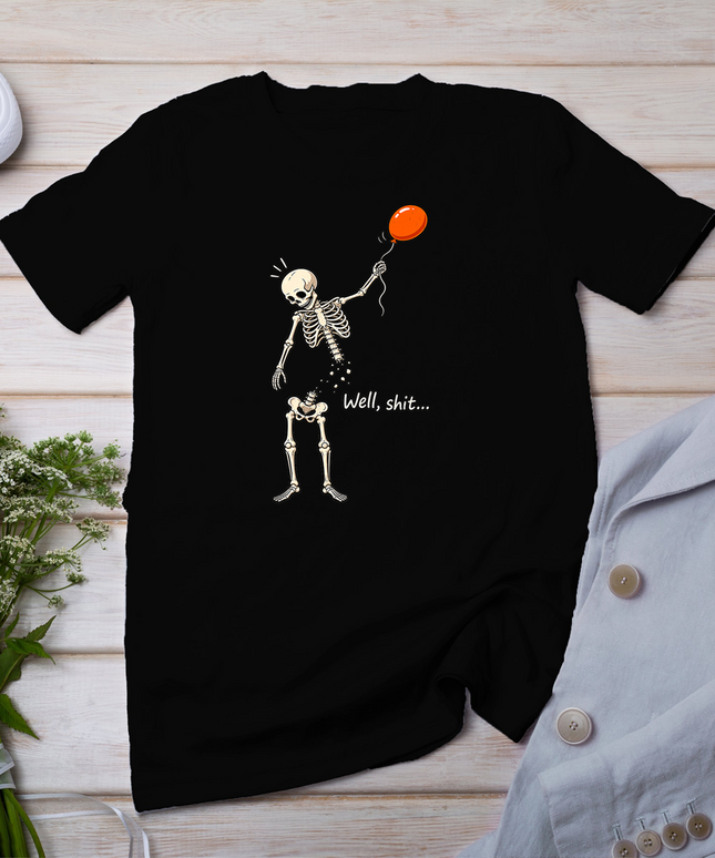 Skeleton Balloon Well Funny Halloween Skeleton Men Women T-Shirt