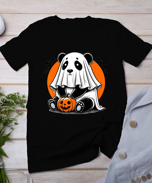 Spooky Panda Wearing A Ghost Halloween Costume Funny Horror T-Shirt