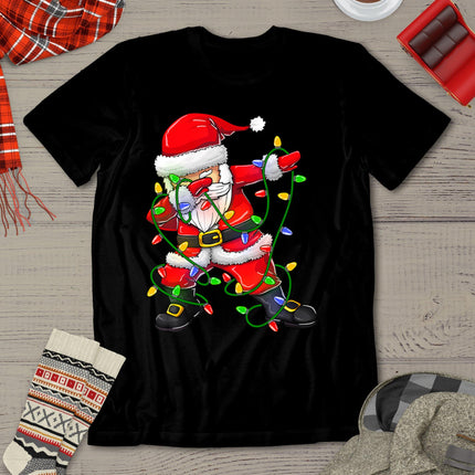 Dabbing Santa Shirt For Boys Girls Christmas Tree Lights T-Shirt