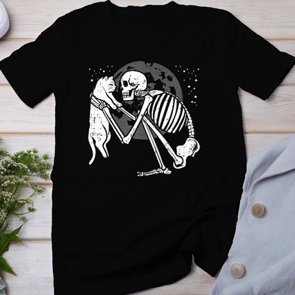 Skeleton Cat Skull Kitty Cute Goth Halloween Men Women Kids T-Shirt