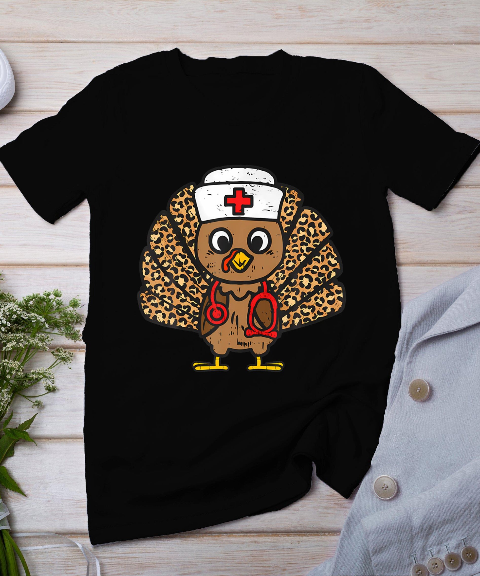 Turkey Nurse Stethoscope Thanksgiving Nurse Turkey Autumn T-Shirt