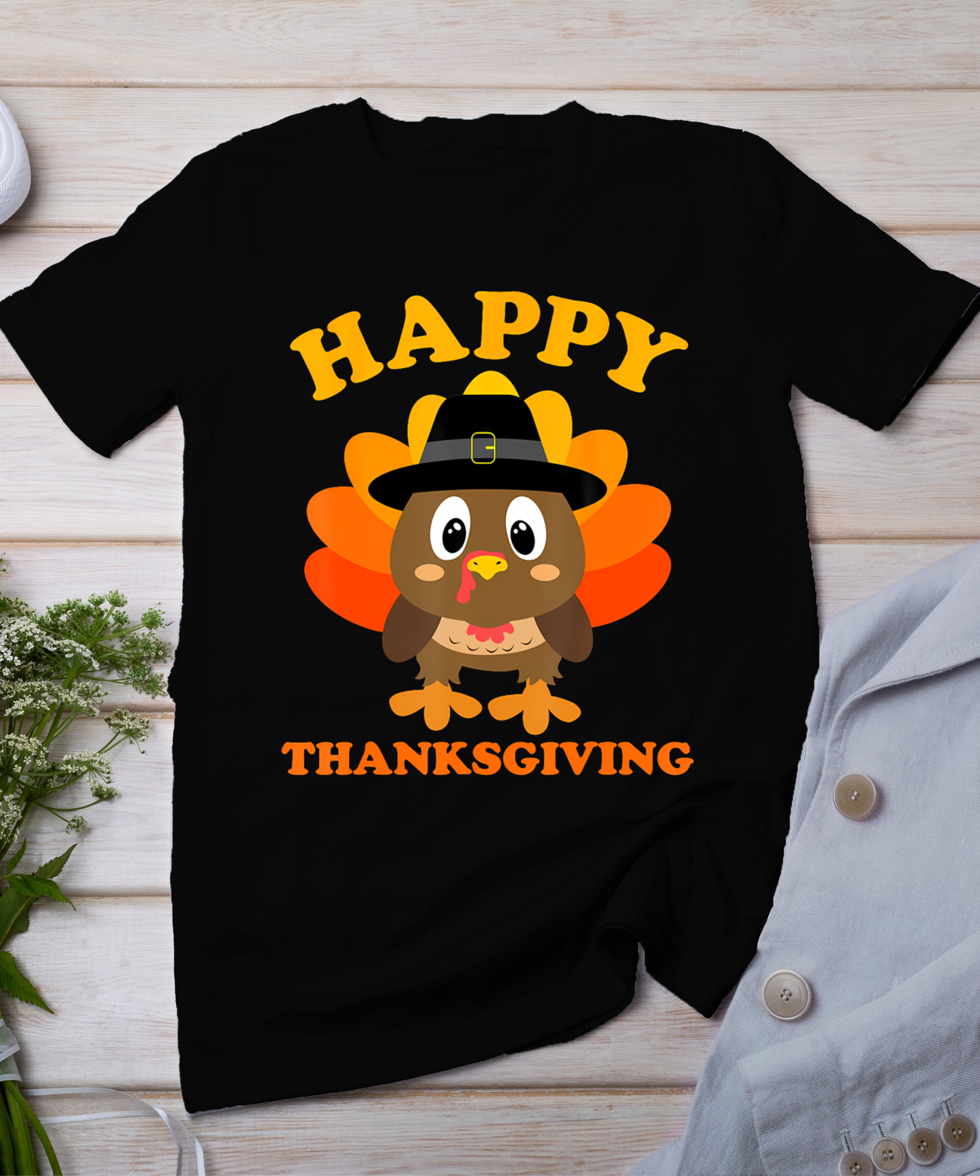 Happy Thanksgiving Shirts For Boys Girls Kids Pilgrim Turkey T-Shirt