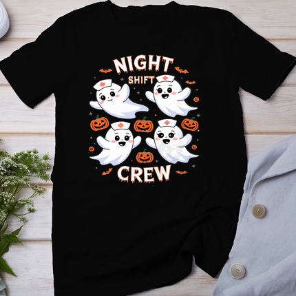 Night Shift Crew Funny Halloween Nursing Ghost Spooky Nurse T-Shirt