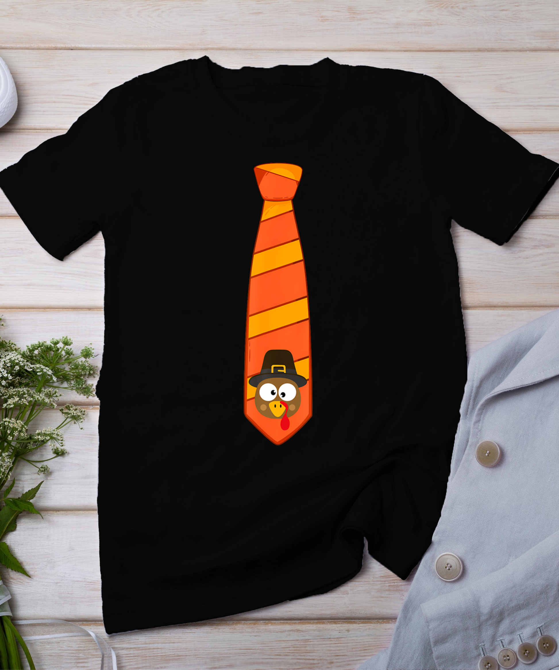 Funny Thanksgiving Tie With Turkey For Family Dinner T-Shirt