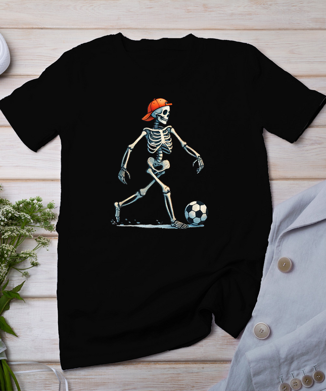 Skeleton Soccer Halloween Costume Funny Men Boys Kids Tee T-Shirt