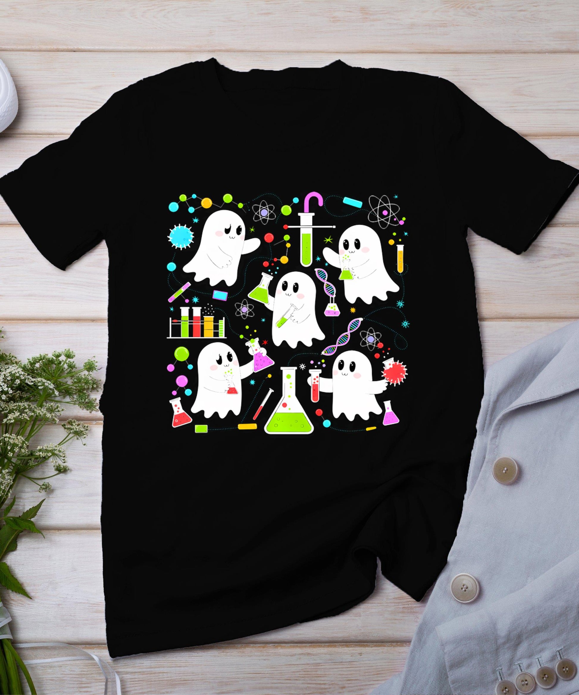 Ghost Science Teacher Chemistry Laboratory Halloween Costume T-Shirt