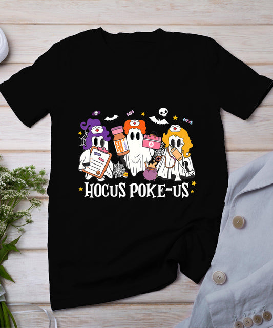 Hocus Poke-Us Witch Nurse Funny Halloween Spooky Health T-Shirt