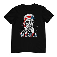'Merica Trump Happy 4th Of July Trump American Flag T-Shirt