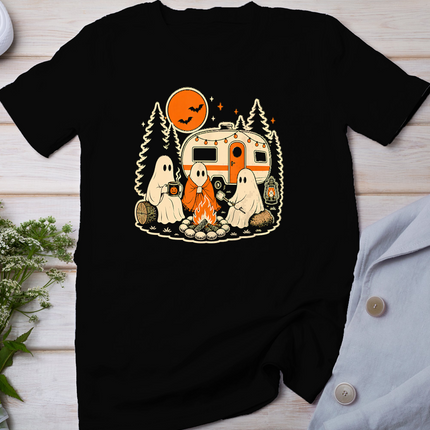 Halloween Camping Ghost Camper Vintage Style T-Shirt