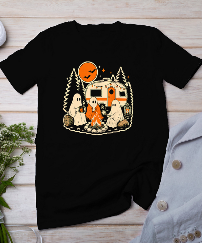 Halloween Camping Ghost Camper Vintage Style T-Shirt