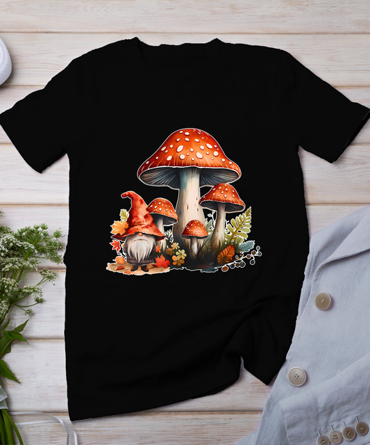 Fall Cottagecore Mushrooms And Gnome Thanksgiving T-Shirt