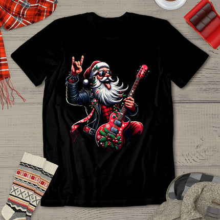 Rock & Roll Christmas Santa Claus Guitar Player T-Shirt