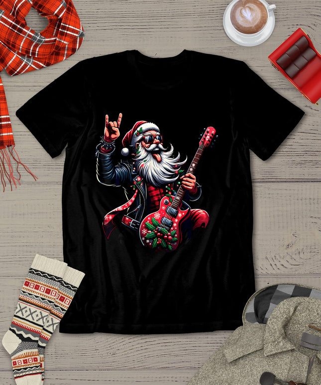 Rock & Roll Christmas Santa Claus Guitar Player T-Shirt