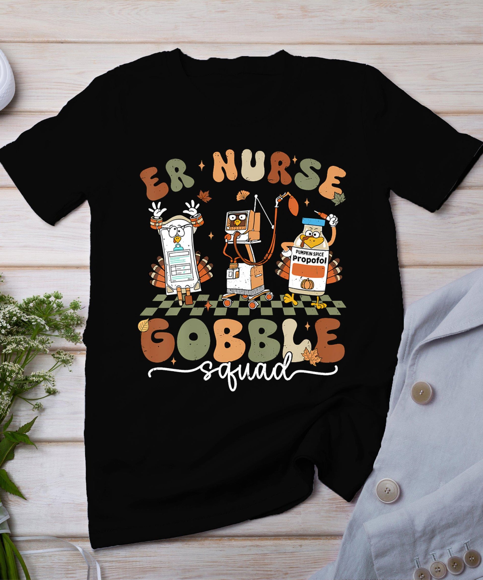 Er Nurse Gobble Squad Er Nurse Turkey Lover Thanksgiving T-Shirt