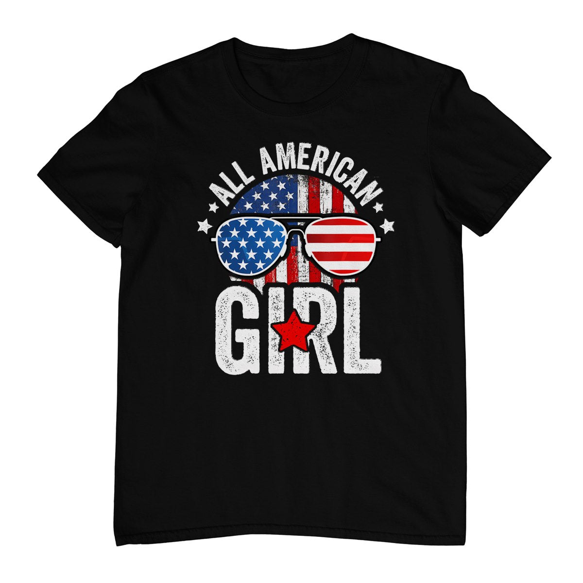All American Girl 4th Of July Shirt Daughter Usa Flag Girls T-Shirt