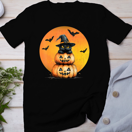 Halloween Cat Black Cat Halloween Scary Cat Angry Cat Funny T-Shirt