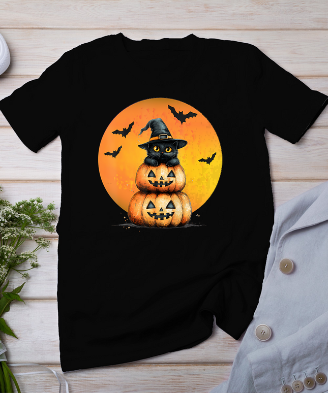 Halloween Cat Black Cat Halloween Scary Cat Angry Cat Funny T-Shirt