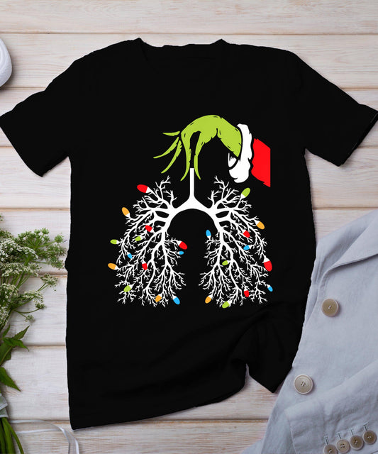 Christmas Nurse Lung Xmas Lights Funny Pulmonologist Xmas T-Shirt