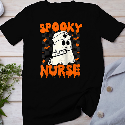 Groovy Spooky Nurse Retro Halloween Nurse Fall Scrub Funny Halloween T-Shirt