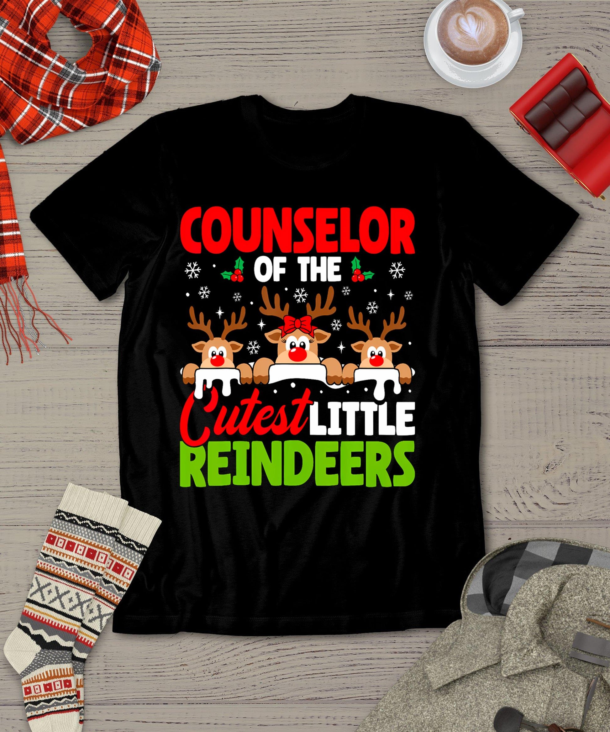 Counselor Of The Cutest Reindeers Christmas Counselor T-Shirt