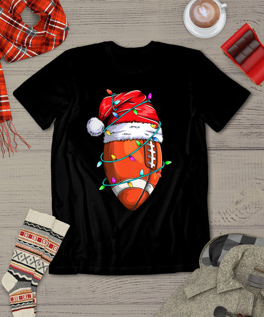 Santa Sports Design For Men Boys Christmas Football Player T-Shirt