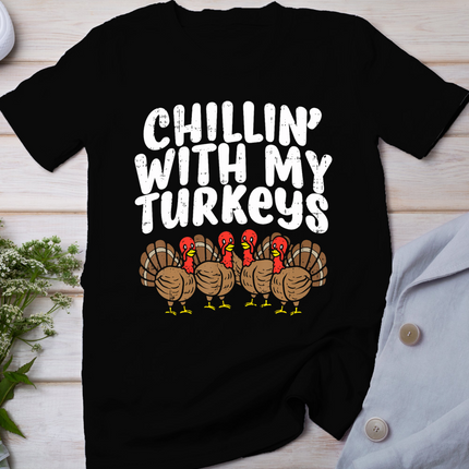 Chillin With My Turkeys Thanksgiving Family Boys Kids Gift T-Shirt