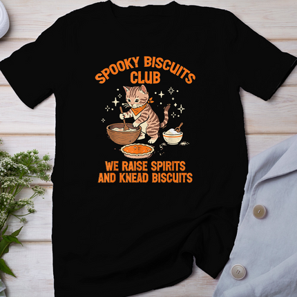 Halloween Cat Spooky Biscuits Club Costume Women Girls Kids T-Shirt