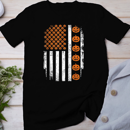 Patriotic Halloween American Flag Jack O Lantern USA Men T-Shirt