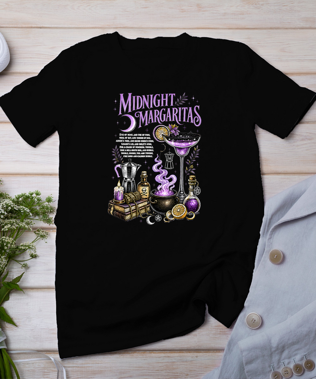 Midnight Margaritas Witch Drinking Cocktail Funny Halloween T-Shirt