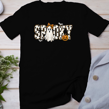 Retro Spooky Season Ghost Polka Dot Halloween Design T-Shirt