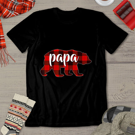 Red Plaid Papa Buffalo Matching Family Dad Pajama Christmas T-Shirt
