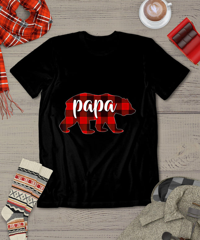 Red Plaid Papa Buffalo Matching Family Dad Pajama Christmas T-Shirt