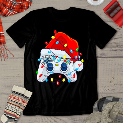 Video Game Controller Christmas Santa Hat Gamer Boys T-Shirt