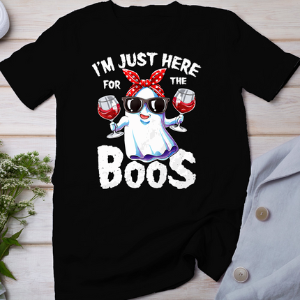 I'm Just Here For The Boos Halloween Women Ghost Cute Funny T-Shirt