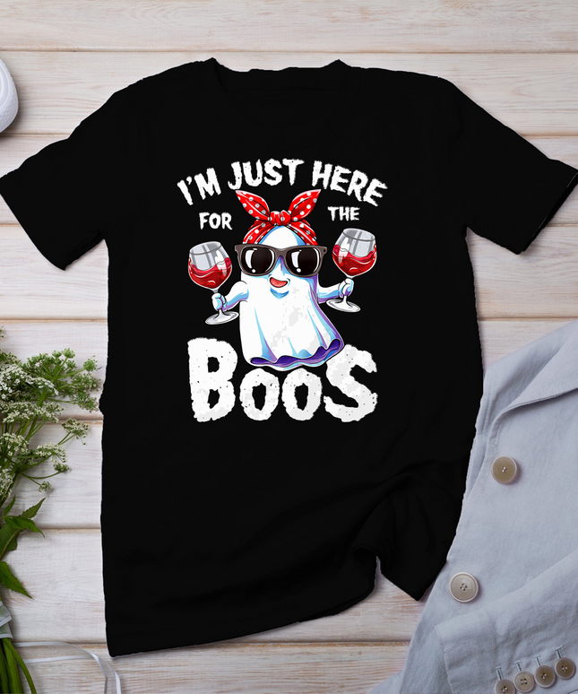 I'm Just Here For The Boos Halloween Women Ghost Cute Funny T-Shirt