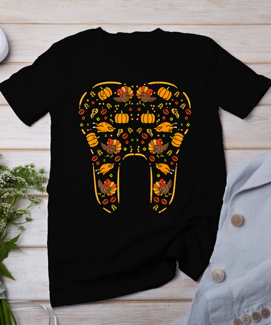 Thanksgiving Tooth Cute Fall Teeth Dental Dentist Women T-Shirt