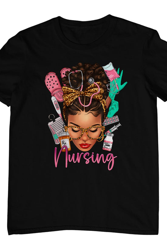 Black Melanin Nurse Black History Month Afro Hair T-Shirt