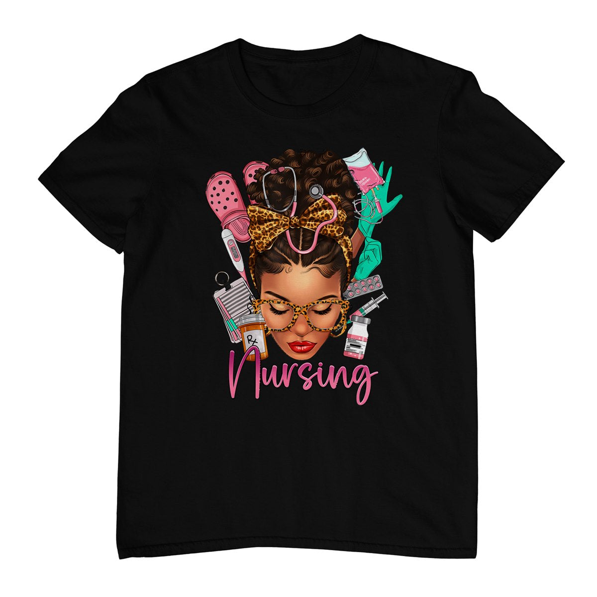 Black Melanin Nurse Black History Month Afro Hair T-Shirt