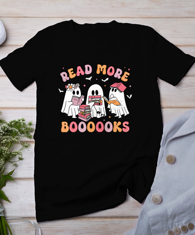 Cute Ghost Book Read More Books Funny Teachers Halloween T-Shirt