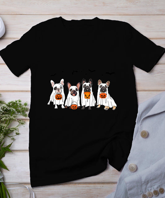 Frenchie Ghost Dog Costume Funny French Bulldog Halloween T-Shirt