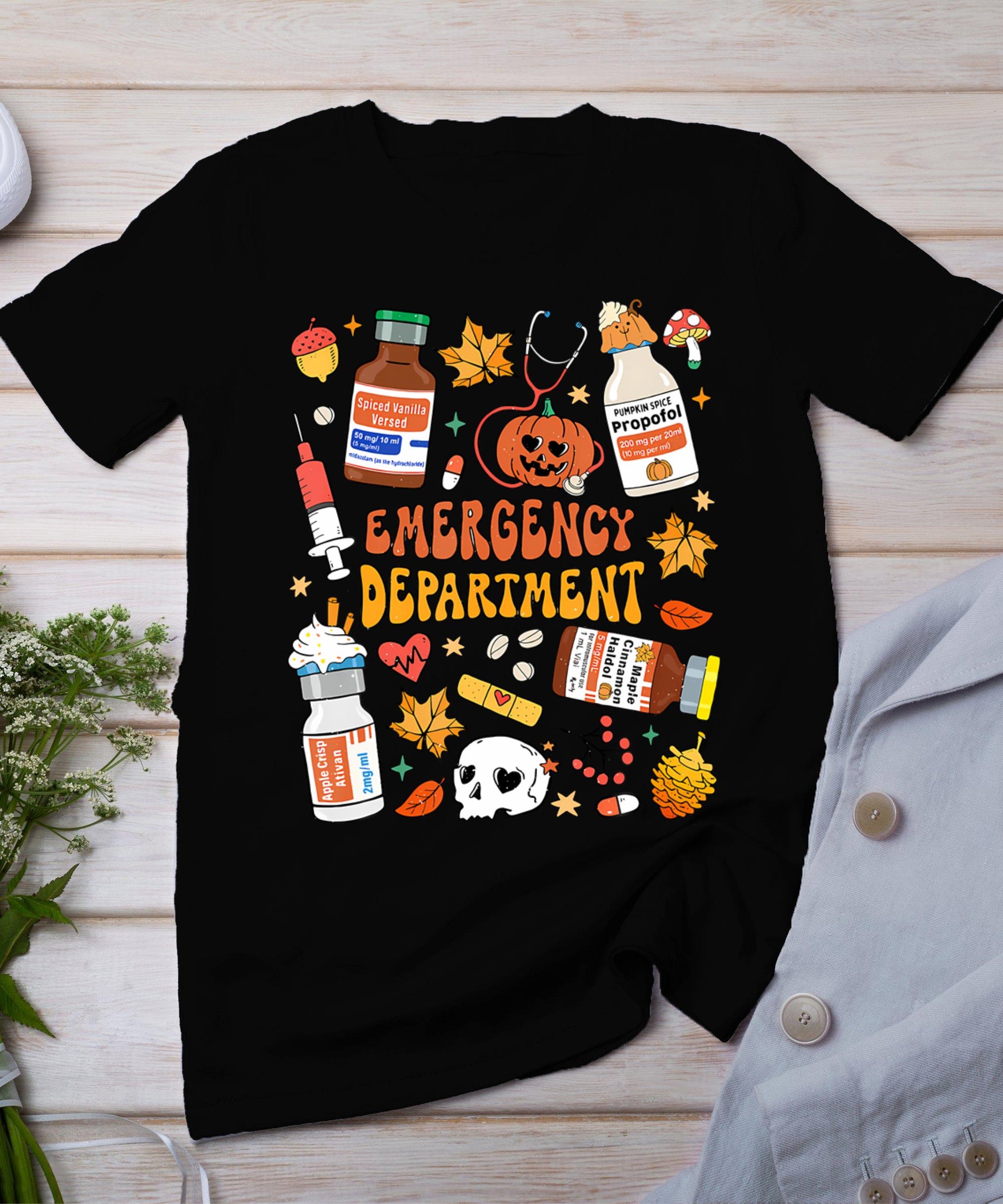 Emergency Department Funny Er Nurse Halloween Spooky Season T-Shirt