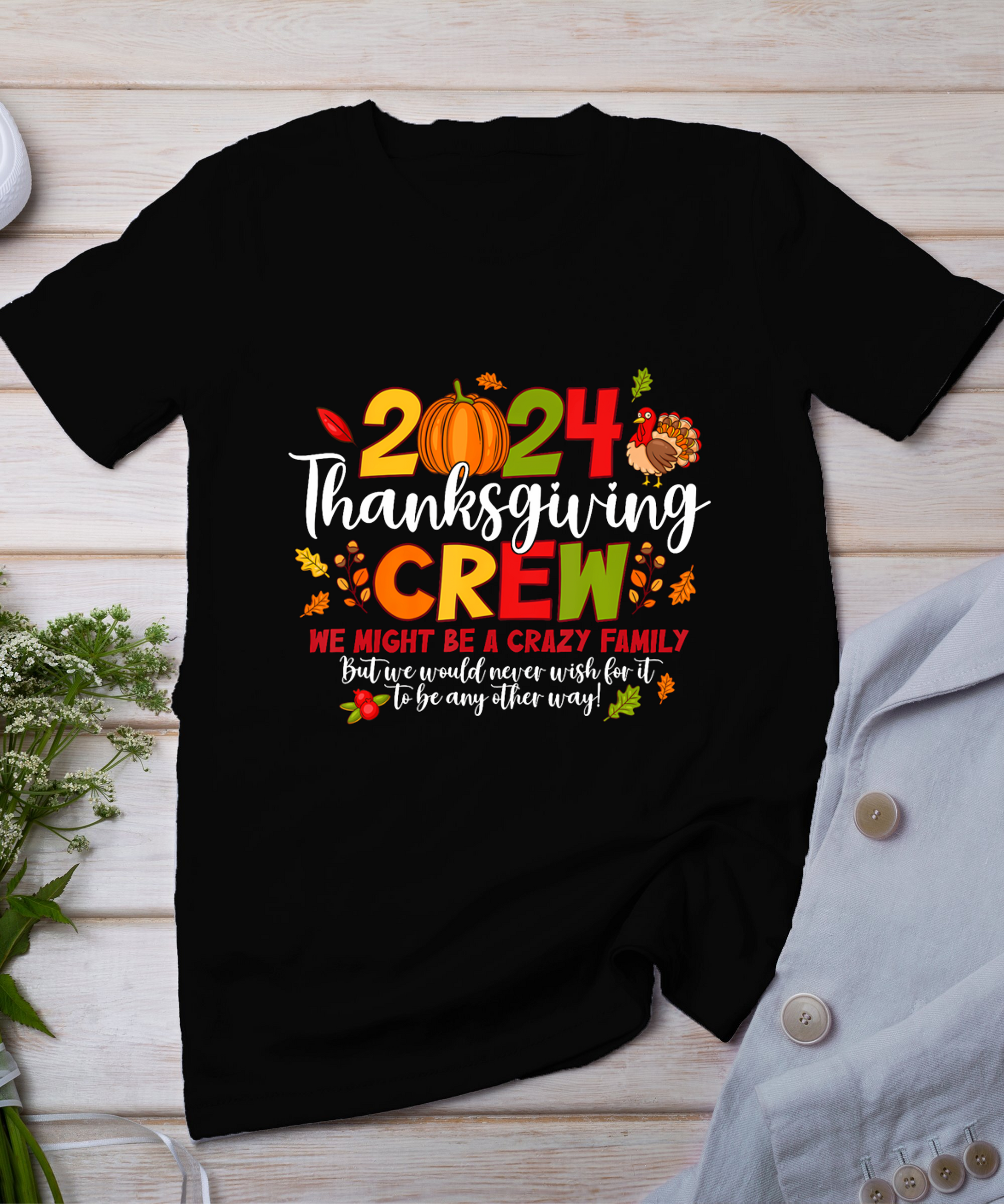 Thanksgiving Crew 2024 Family Matching Fall Autumn Men Women T-Shirt