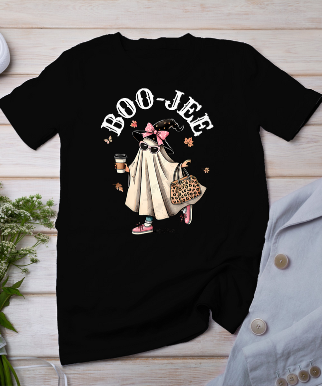 Cute Boo Jee Ghost Halloween Leopard Ghost Coffee Womens T-Shirt