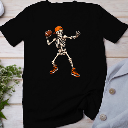 Funny Skeleton Playing Football Halloween Men Boys Kids T-Shirt